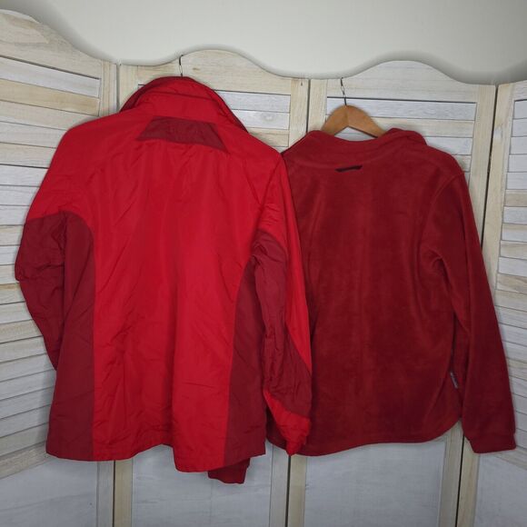 Columbia Core Interchange Womens Medium Fleece Jacket Red Winter Coat - Picture 9 of 14